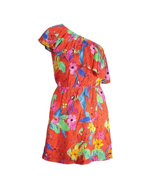 Desigual Red Floral-Print Ruffled Mini Dress