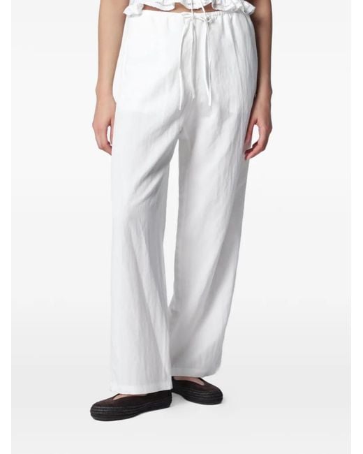 DUNST White Drawstring-Waist Slacks Trousers