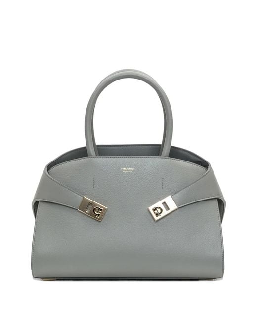 Ferragamo Gray Hug Buckle-Detail Tote Bag