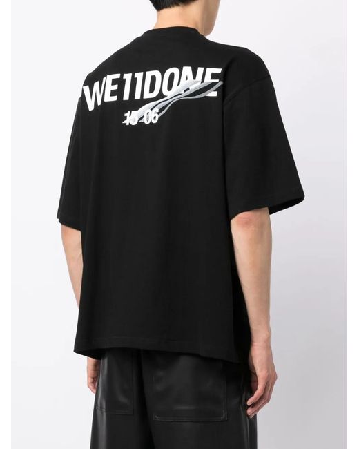 we11done Black Logo Cotton T-Shirt