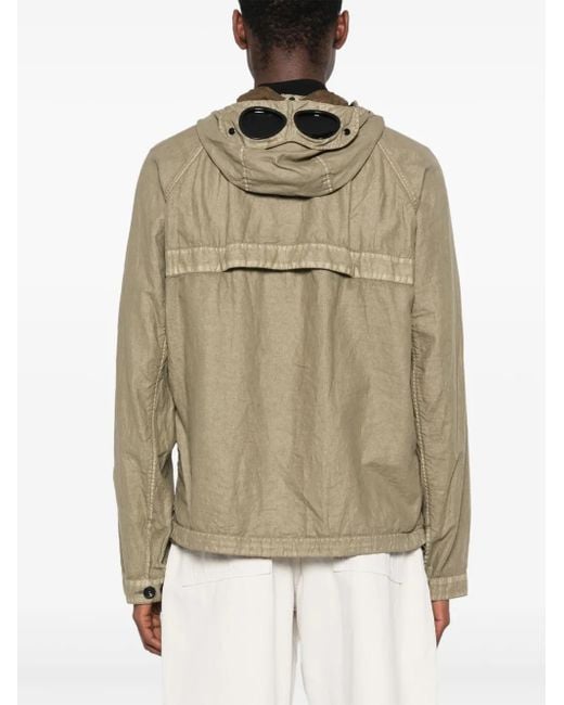 C P Company Natural Wax Googgle Linen Jacket for men