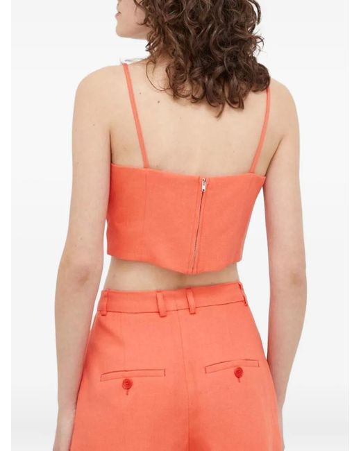 Drykorn Red Zip-Back V-Neck Top