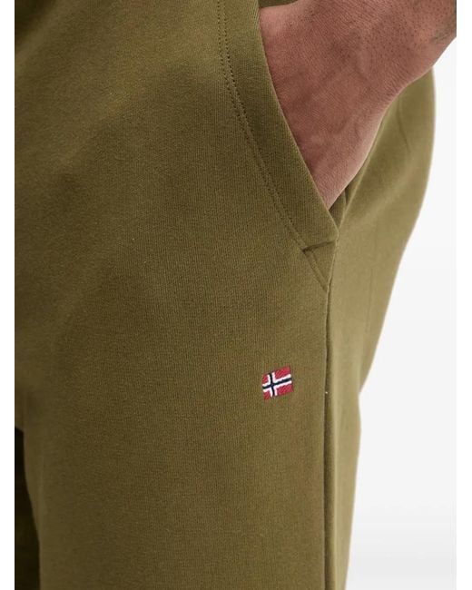 Napapijri Green Logo-Patch Drawstring Track Pants for men
