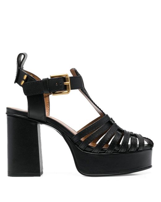 See By Chloé Leather Cut-detail Buckle Sandals in Black | Lyst Canada