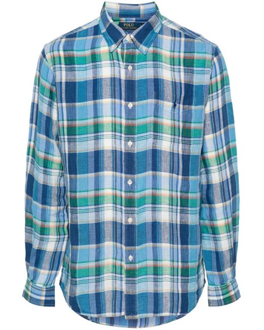 Polo Ralph Lauren Geruit Overhemd in het Blue voor heren