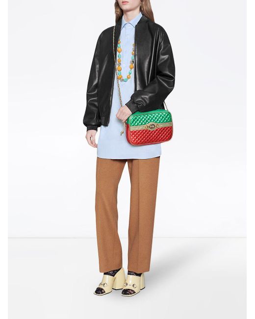 gucci laminated leather shoulder bag