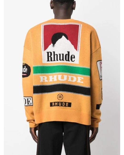 Rhude Orange Pull En Maille Intarsia À Col Rond for men