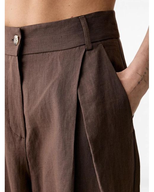 ViCOLO Brown Pleated Wide-Leg Trousers