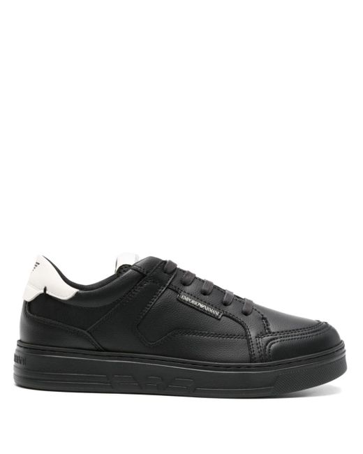 Emporio Armani Leren Sneakers in het Black voor heren