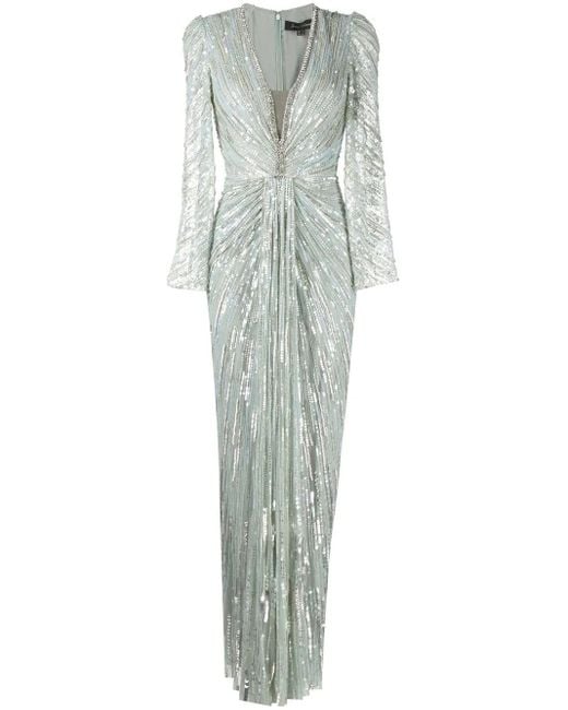 Jenny Packham Green Darcy Sequin-Embellished Dress