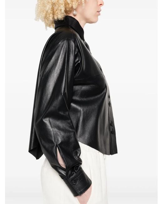 Forte_forte Black Nappa Leather Pocket Shirt