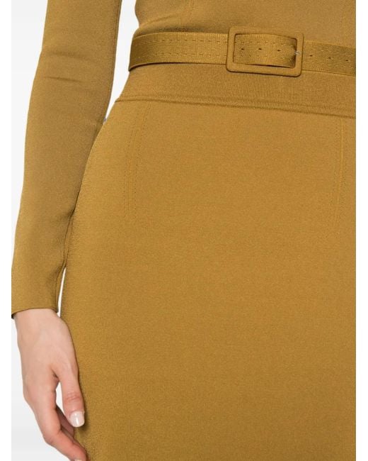 Tom Ford Yellow Belted Knit Midi Skirt