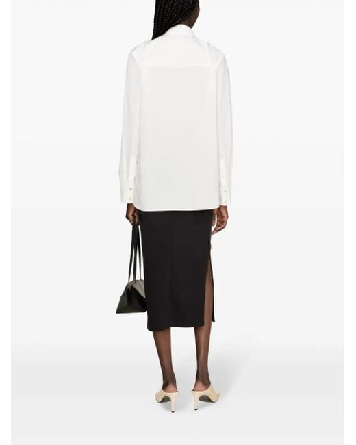 Khaite White Pointed-Collar Cotton Shirt