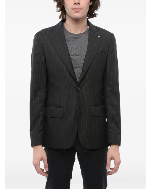 Corneliani Black Striped Single-Breasted Jacket for men