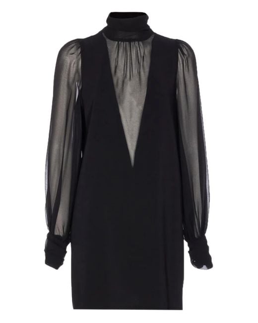 Robe Courte À Col Montant Pinko en coloris Black