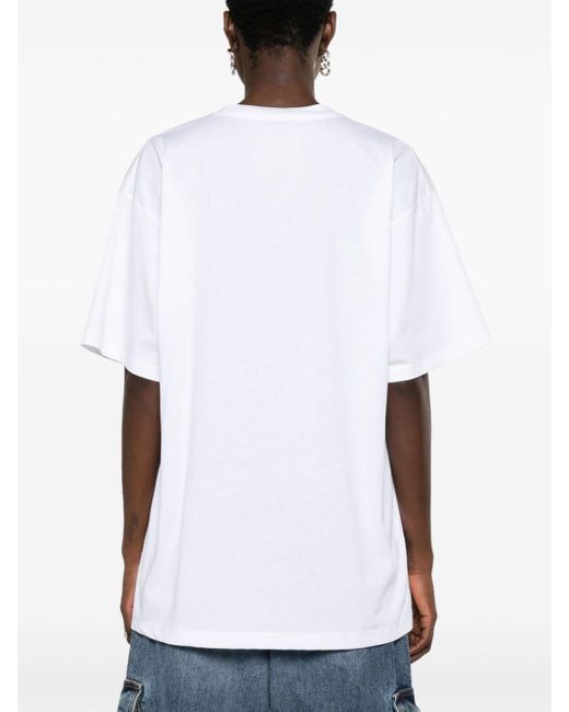 Moschino White T-Shirt aus Bio-Baumwolle mit Cartoon-Print