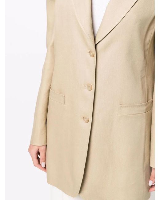Alberta Ferretti Natural Single-Breasted Long-Line Blazer