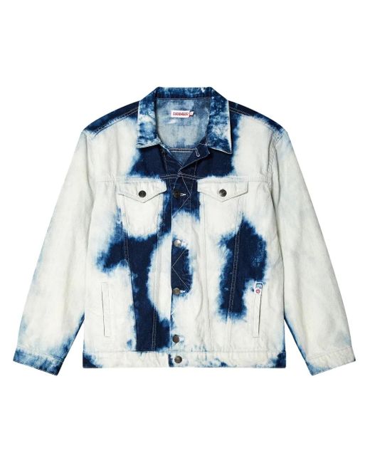 Charles Jeffrey Blue Bleached-Effect Denim Jacket