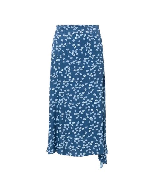 Iceberg Blue Lemon-Print Midi Skirt