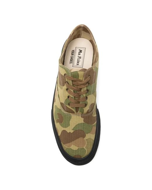 Mr Fliks Green Redondo Camouflage-Print Sneakers for men