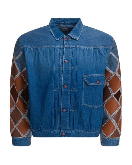 Giacca Denim Con Design A Inserti di Kapital in Blue da Uomo