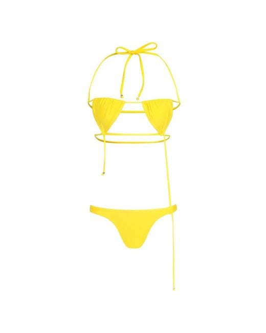 Amir Slama Yellow Tie-Fastening Cutout Bikini