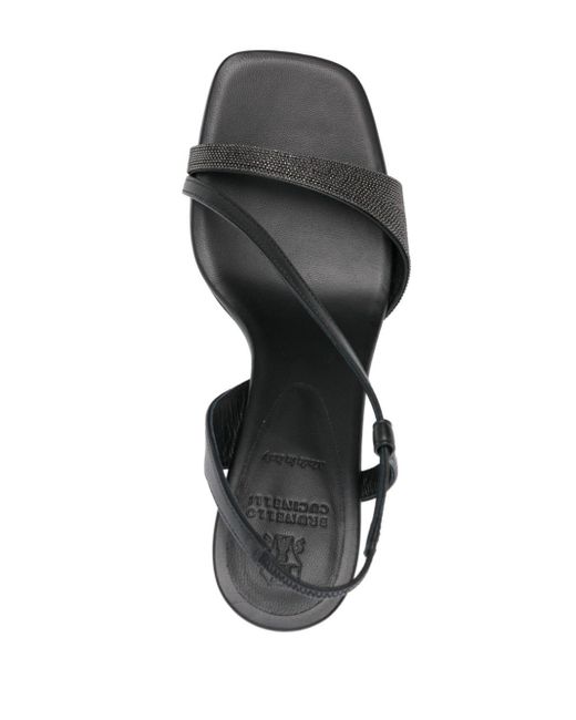 Brunello Cucinelli Metallic 95mm Monili-chain Leather Sandals