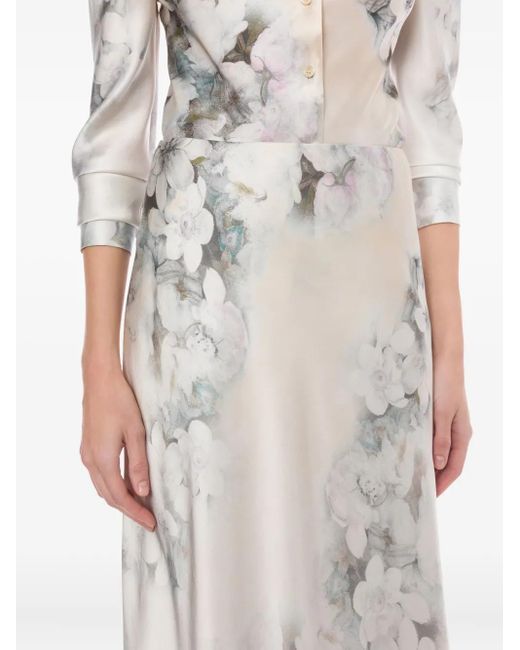 Alberta Ferretti White Satin Maxi Skirt