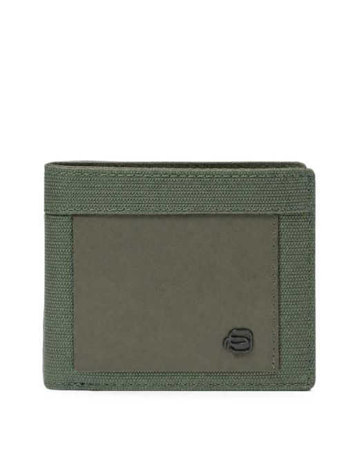 Piquadro Green Logo-Plaque Panelled Wallet for men