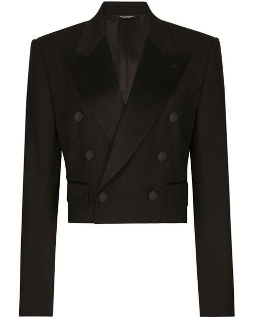 Dolce & Gabbana Black Double-breasted Cropped Blazer