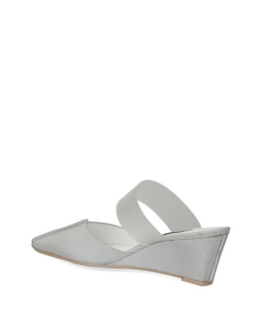 Ras White Square Toe Leather Mules