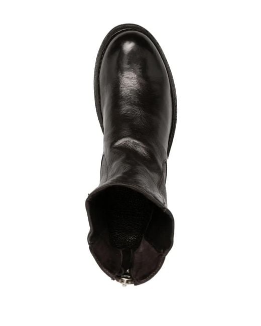 Officine Creative Black Round-Toe Leather Boots