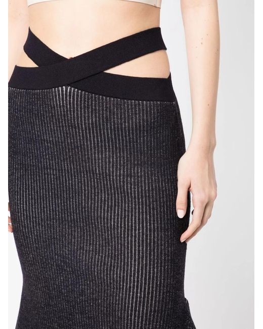 3.1 Phillip Lim Black Ribbed-Knit Asymmetric Skirt