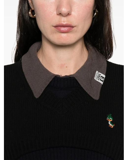 Maison Mihara Yasuhiro Black Cropped-Pullover Im Layering-Look