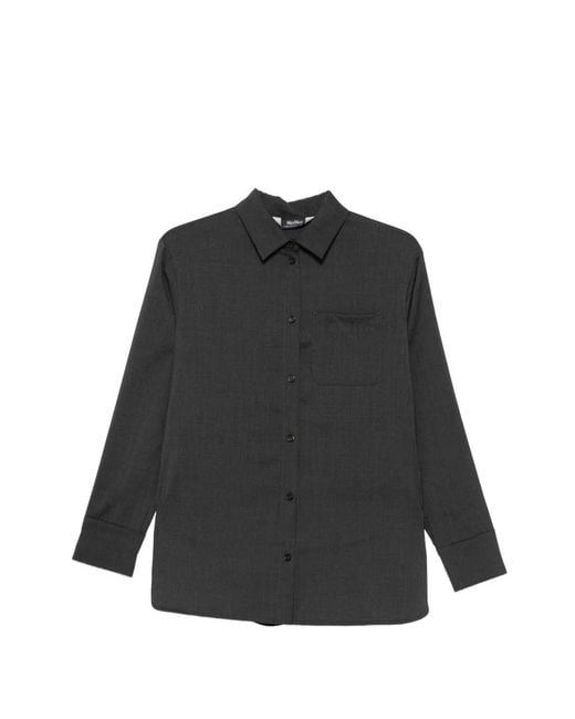 Max Mara Black Button-Up Chest-Pocket Shirt