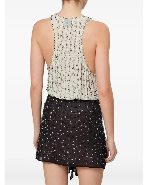 Isabel Marant White Milea Sequin-Embellished Knotted Mini Dress
