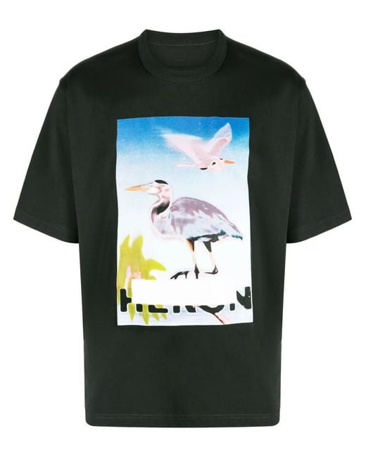 Heron Preston Black Graphic-Print Cotton T-Shirt for men