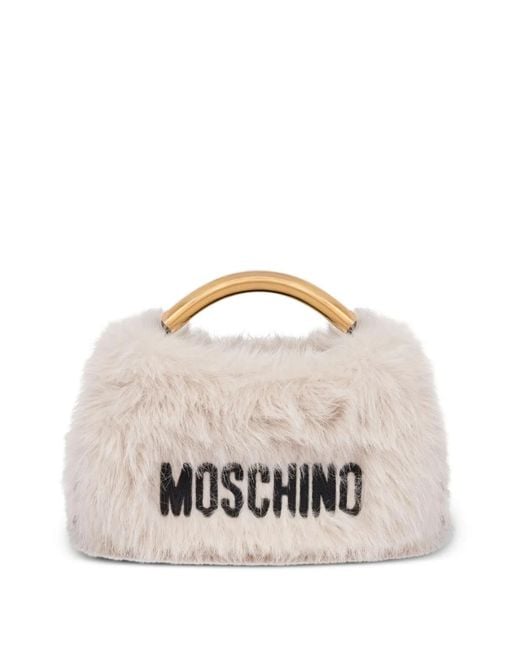 Moschino White Logo-Embroidered Tote Bag