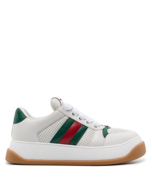 Gucci White Screener Trainer With Web for men