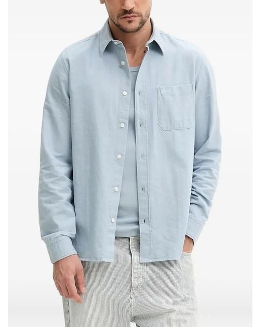 Camicia A Maniche Lunghe Con Tasca Ricamata di HUGO in Blue da Uomo