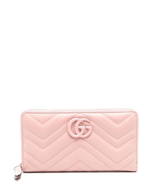 Gucci GG Marmont Leren Portemonnee in het Pink