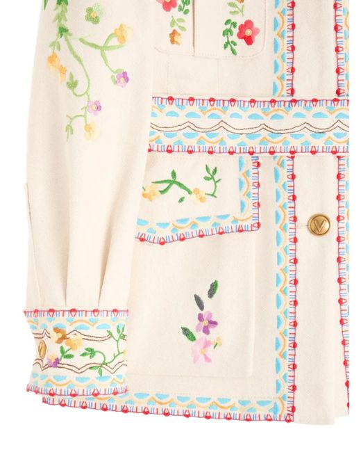 Valentino Garavani Natural Embroidered Denim Jacket
