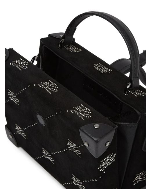 Karl Lagerfeld Black K/Autograph Padlock Rhinestone Trunk Bag