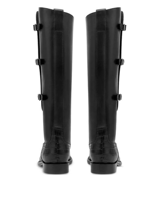 Paris Texas Black 20Mm Montana Buckle Crocodile-Embossed Boots