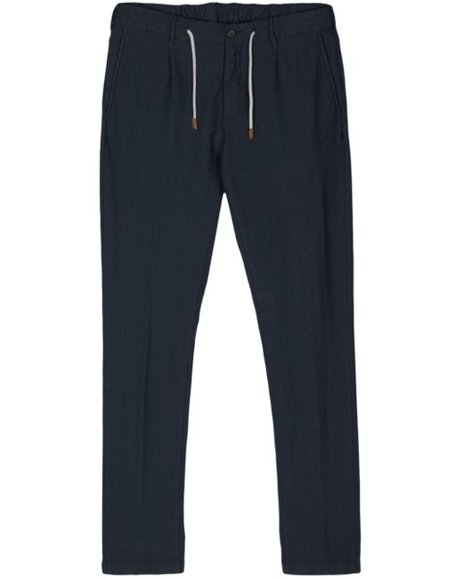 Eleventy Blue Mid-rise Tapered Trousers for men