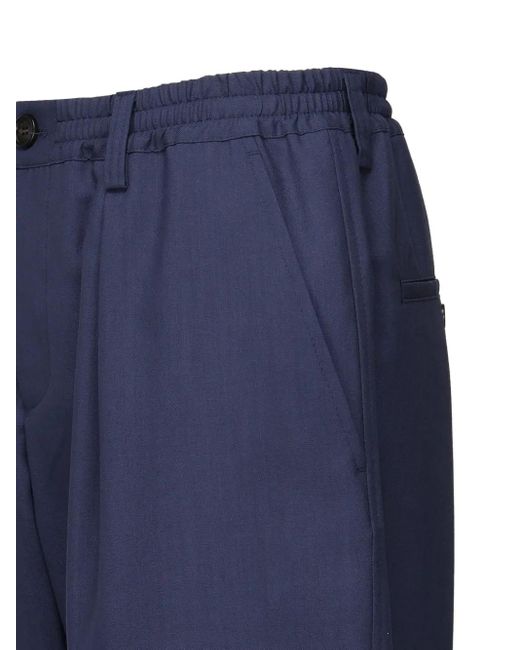 Marni Blue Pleated Drawstring Trousers for men