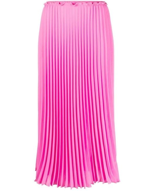 RED Valentino Pink High-Waisted Pleated Midi Skirt