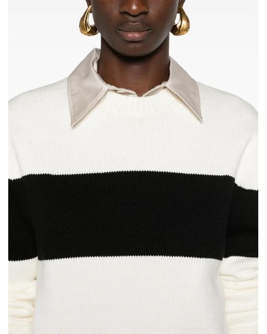 Totême Gestreepte Trui Met Ronde Hals in het Black