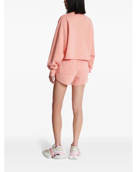 Balmain Pink Sweatshirt mit vintage-stickerei