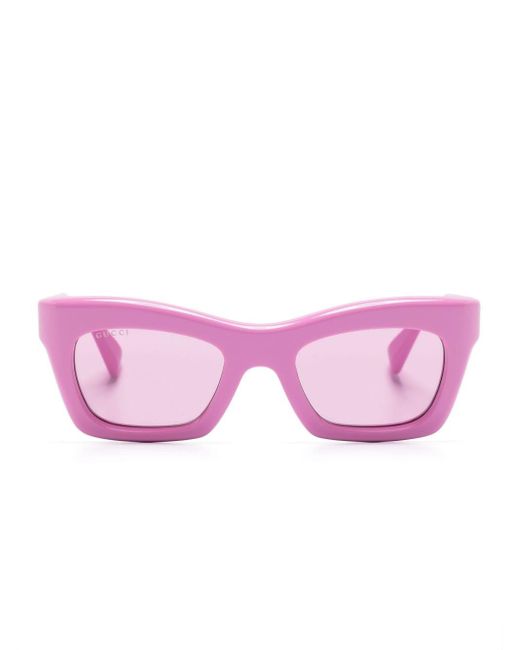 Gucci Pink Sonnenbrille mit eckigem Gestell